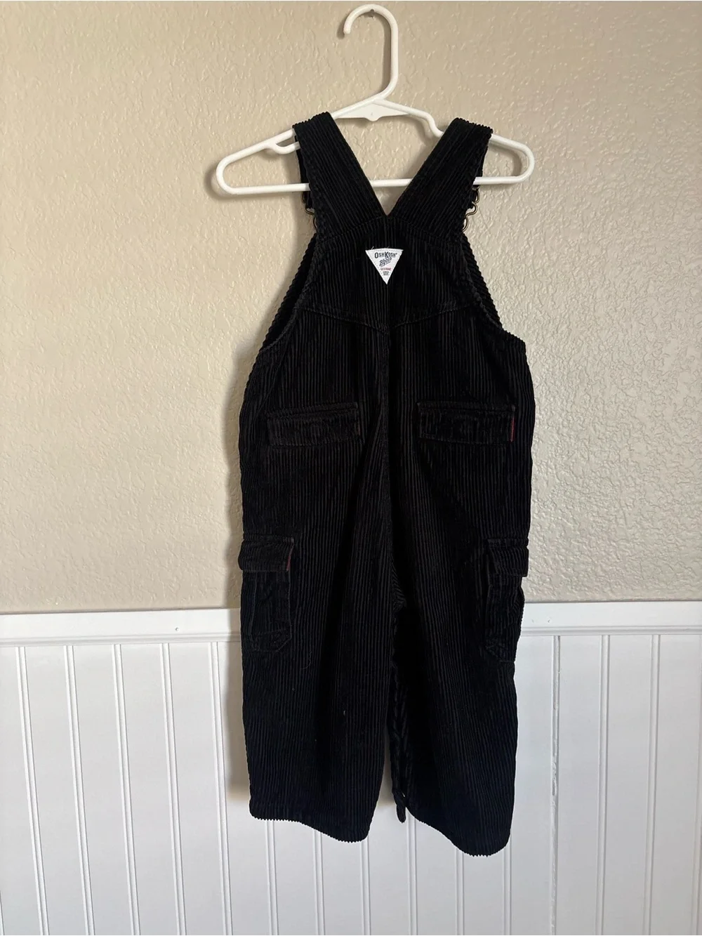 OshKosh B'gosh Black Corduroy Overalls with Red Lining
